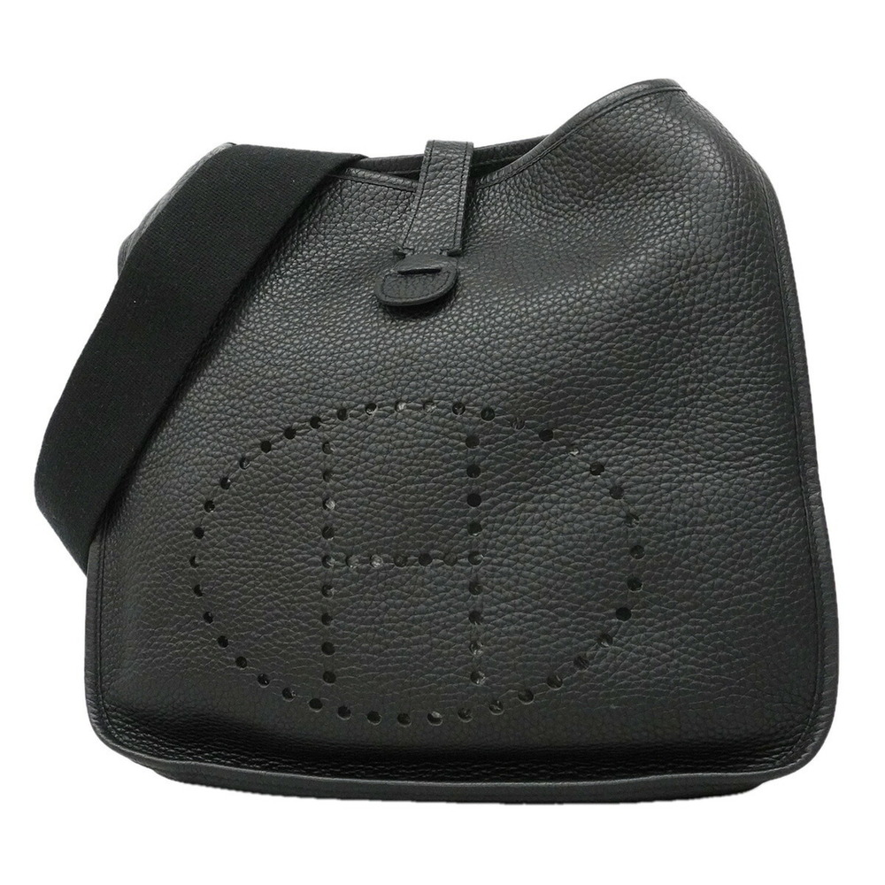 Hermes Evelyne 2 GM Shoulder Bag, Taurillon Clemence Leather, Black, □J Stamp...